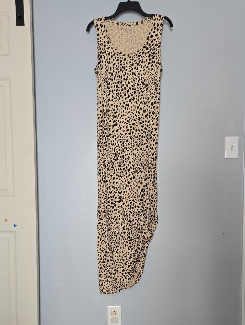 Amazon Essentials Beige and Black Leopard Print Sleeveless Maxi Dress